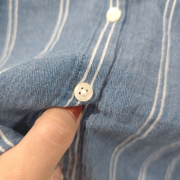 MADEWELL Central Shirt in Caspian Stripe, Blue, 100% Cotton, Oversized, S - Picture 3 of 14